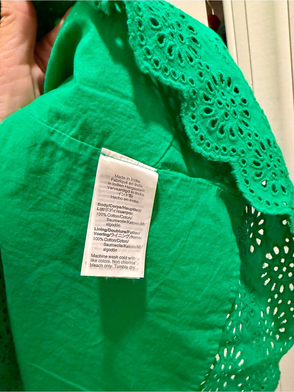 J. Crew Green Eyelet V-Neck Dress Like New Size 10 - Picture 4 of 4